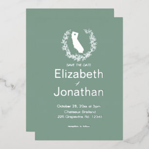 California Silhouette Simple Destination Wedding Folie Uitnodiging
