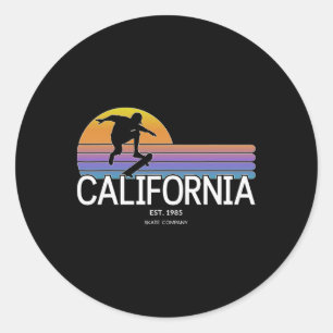 California Skate Company Retro Skater Sunset Ronde Sticker
