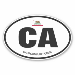 California staat afkorting ovale vinyl sticker