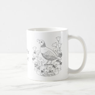 California State Bird and Flower Coloring Page Koffiemok