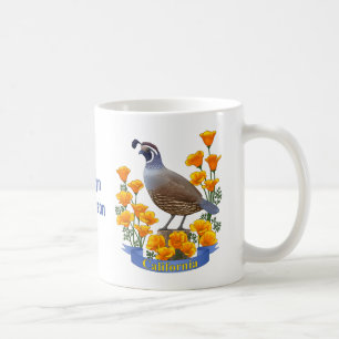 California State Bird Quail & Golden Poppy Koffiemok
