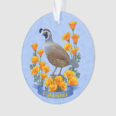 California State Bird Quail & Golden Poppy Ornament (voorkant)
