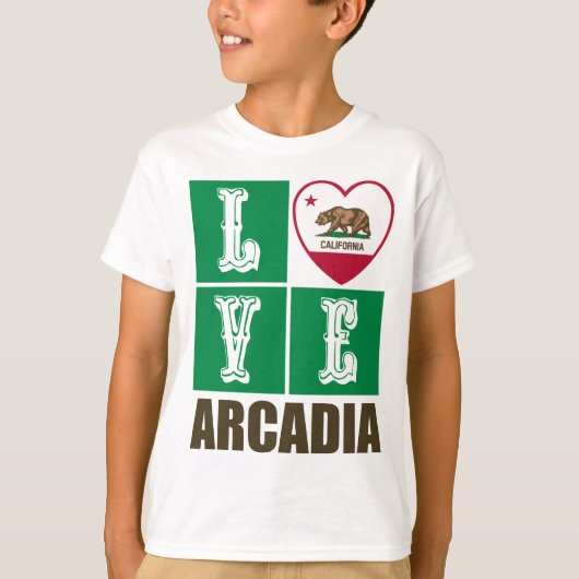 California State Flag Heart Arcadia T-shirt (Voorkant)