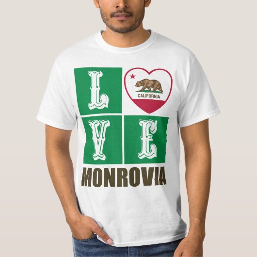 California State Flag Heart Monrovia T-shirt (Voorkant)