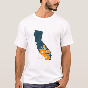 California State Flower Poppy Silhouette Floral T-shirt