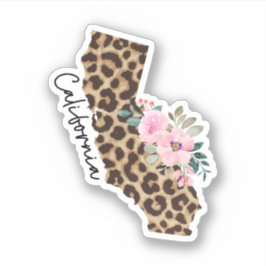 California State Leopard Print met bloemen Sticker