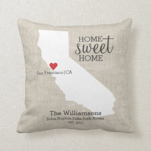 California State Love Home Sweet Home Custom Map Kussen