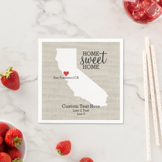 California State Love Home Sweet Home Custom Map Servetten (Insitu)