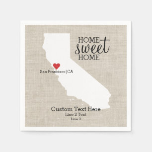 California State Love Home Sweet Home Custom Map Servetten
