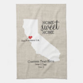 California State Love Home Sweet Home Custom Map Theedoek (Verticaal)