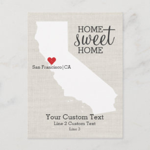 California State Love Map Home Sweet Home Custom Aankondigingskaart