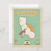 California State Map | Golden State Briefkaart (Voorkant / Achterkant)