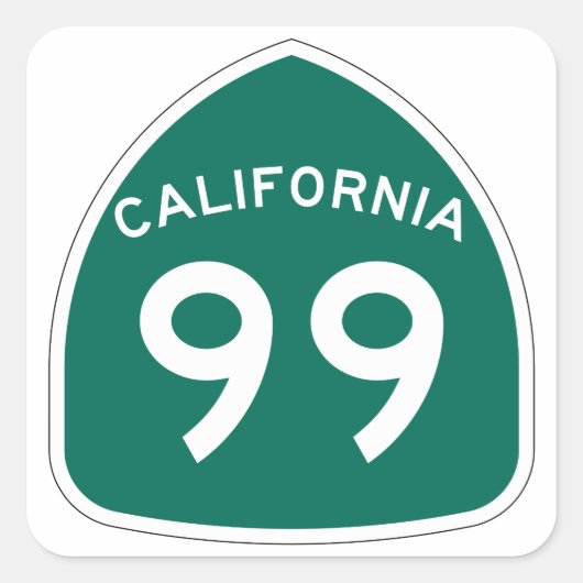 California State Route 99 Vierkante Sticker (Voorkant)