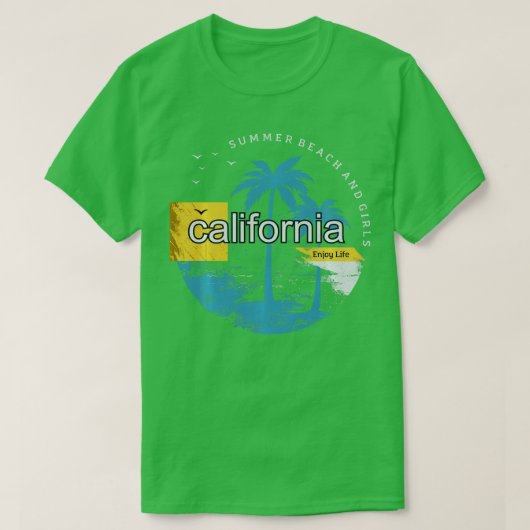 California Summer Surf Beach Sunset Long S T-shirt (Design voorkant)