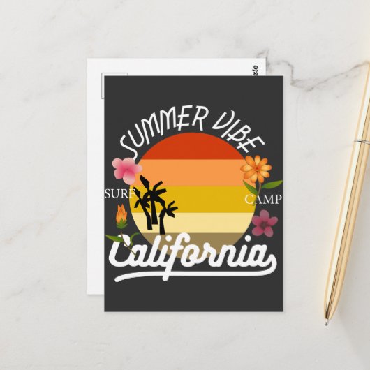 California Summer Vibe Surf Camp Briefkaart (Voorkant / Achterkant in situ)