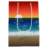 California Sunset | Beach Sand Heart Medium Cadeauzakje (Achterkant)