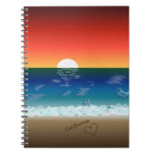 California Sunset | Beach Sand Heart Notitieboek (Voorkant)