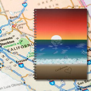 California Sunset   Beach Sand Heart Notitieboek