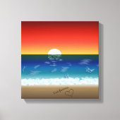 California Sunset | Strand Zand Hart Achtergrond Canvas Afdruk (Voorkant)