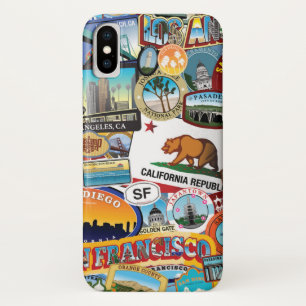 California Super Sticker Collage Pattern iPhone X Hoesje