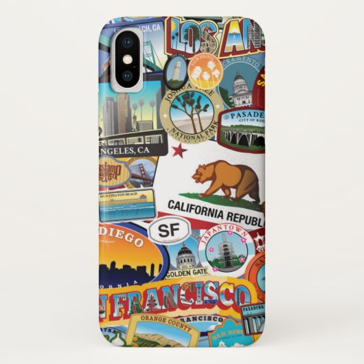 California Super Sticker Collage Pattern Case-Mate iPhone Case (Achterkant)