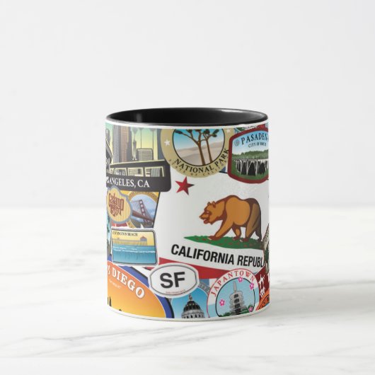 California Super Sticker Collage Pattern Mok (Midden)