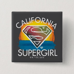 California Supergirl Sunset Graphic Vierkante Button 5,1 Cm
