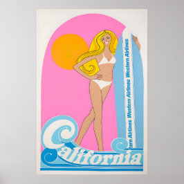 California Surfing Art Surfer Print Western Airlin