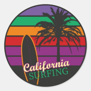 California Surfing Ronde Sticker