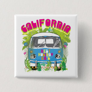 California Surfing Van Vierkante Button 5,1 Cm