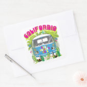 California Surfing Van Vierkante Sticker (Envelop)
