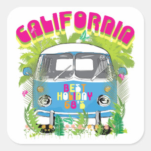 California Surfing Van Vierkante Sticker