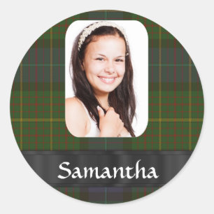 California tartan plaid foto sjabloon ronde sticker