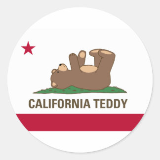 California Teddy Bear Flag Ronde Sticker