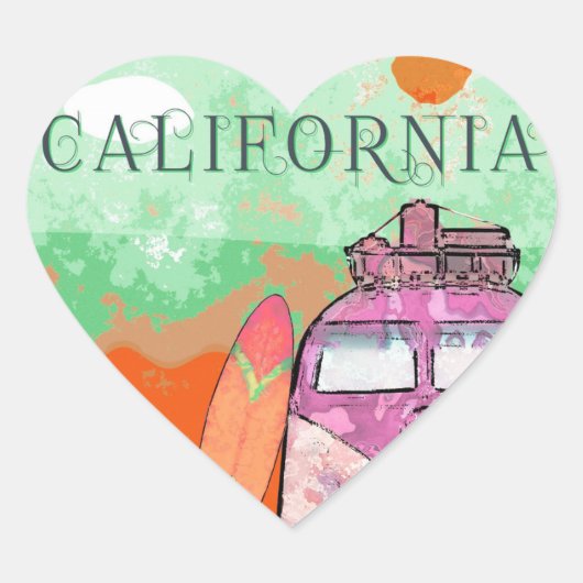 California Travel Poster Hart Sticker (Voorkant)