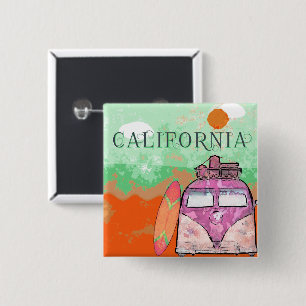California Travel Poster Vierkante Button 5,1 Cm