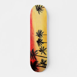 California Tropical Palm Trees Sun Skateboard Art