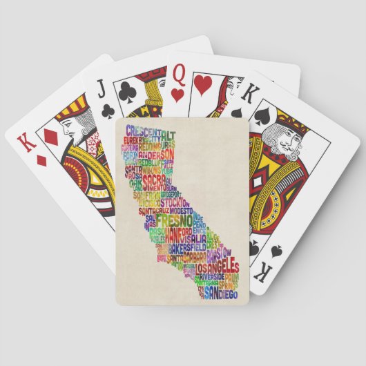 California Typography Text Map Speelkaarten (Achterkant)