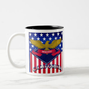 California USA Flag Tweekleurige Koffiemok