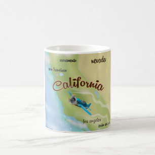 California USA  kaart en reisposter. Koffiemok