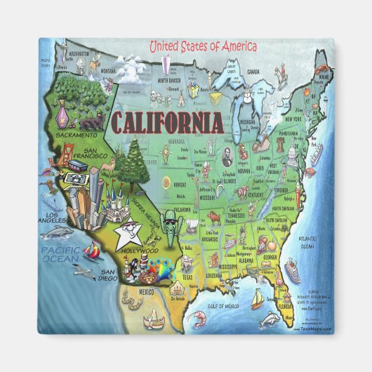 California USA Map Magneet (Voorkant)