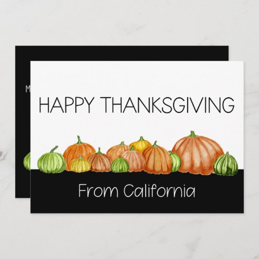 California Waterverf pomkins Thanksgiving Card Feestdagenkaart (Voorkant / Achterkant)