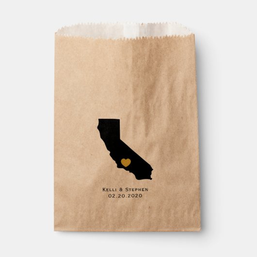 California Wedding Favor Treat Sacks, Sacs Cadeaux (Devant)