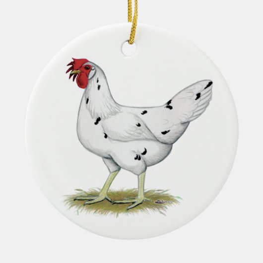 California White Hen Keramisch Ornament (Voorkant)