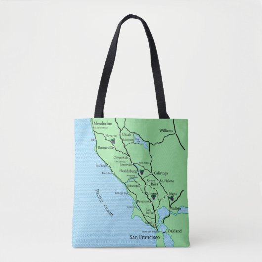 California Wine Country Map Tas (Voorkant)