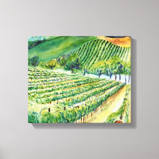 California Winery Vineyard Painting Canvas Print (Voorkant)