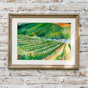 California Winery Vineyard Poster Art Imprimer
