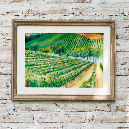 California Winery Vineyard Poster Art Imprimer