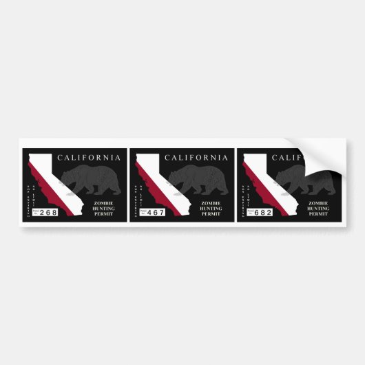 California Zombie Hunting Permit Bumpersticker (Voorkant)