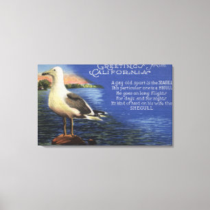 CaliforniaGreetings from, Seagull Poem Canvas Afdruk
